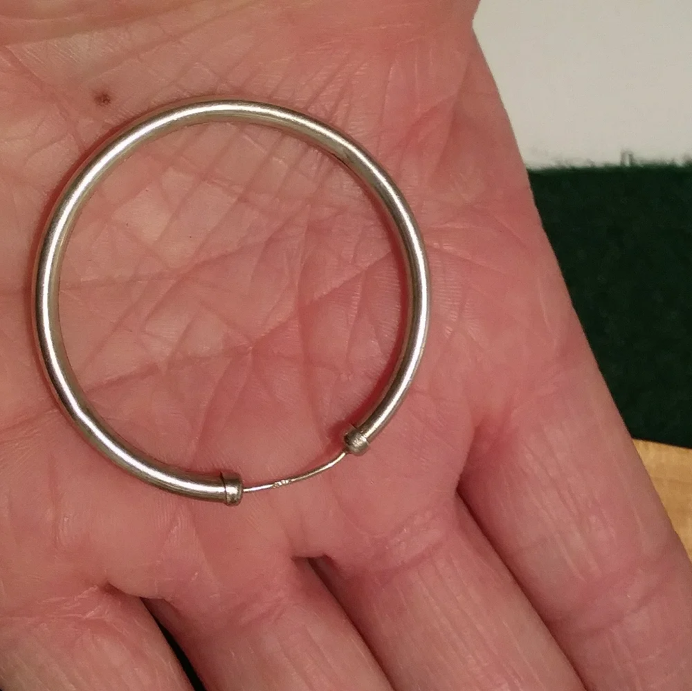 Large Sterling Hoop Earrings - Picture 1 of 3